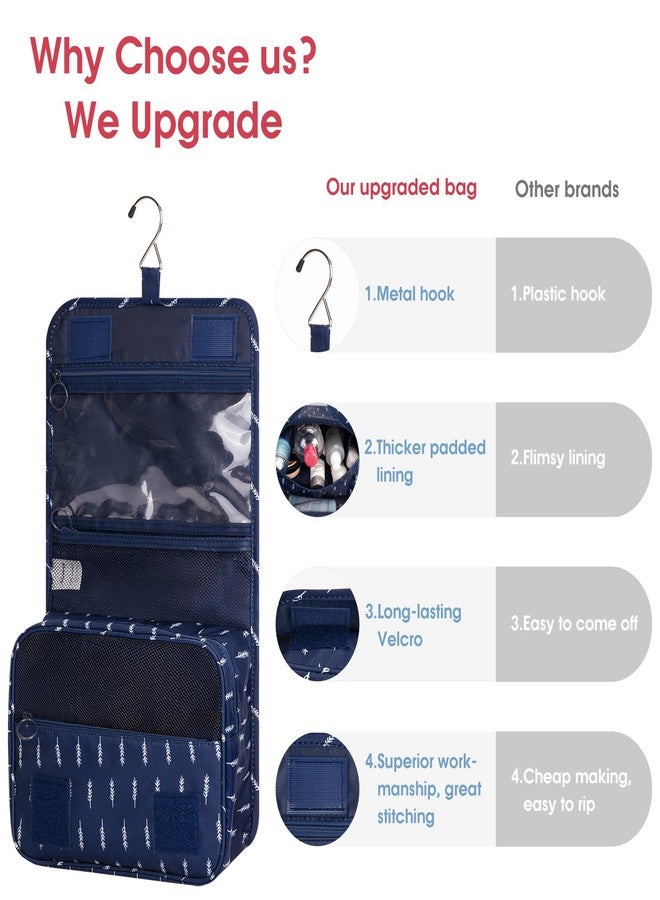 Narwey Small Hanging Travel Toiletry Bag for Women, Travel Bag for Toiletries, Makeup Bag Organizer Make Up Bags Cosmetic Bags for Girls (Blue Feather) - Image 5