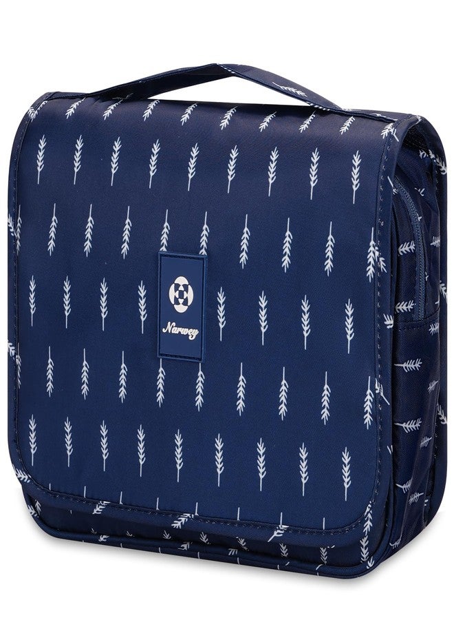 Narwey Small Hanging Travel Toiletry Bag for Women, Travel Bag for Toiletries, Makeup Bag Organizer Make Up Bags Cosmetic Bags for Girls (Blue Feather) - Image 1