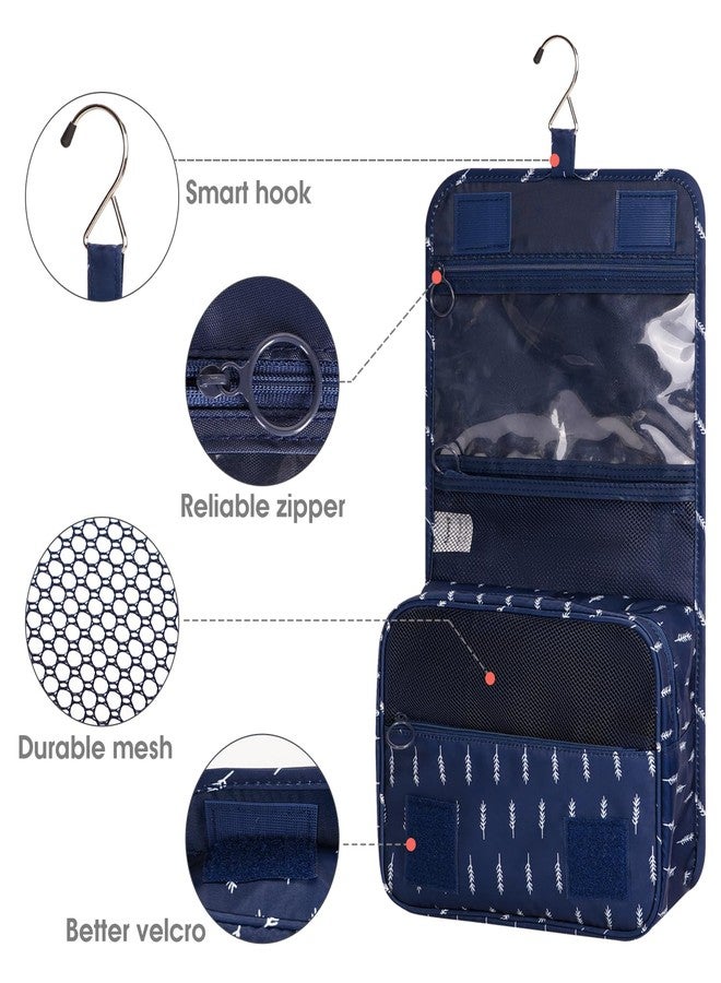 Narwey Small Hanging Travel Toiletry Bag for Women, Travel Bag for Toiletries, Makeup Bag Organizer Make Up Bags Cosmetic Bags for Girls (Blue Feather) - Image 4