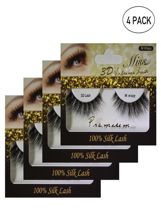 Miss Lashes [4 عبوات] رموش ميس لاش 3D فوليوم من الحرير (M ويسبي) - Image 5
