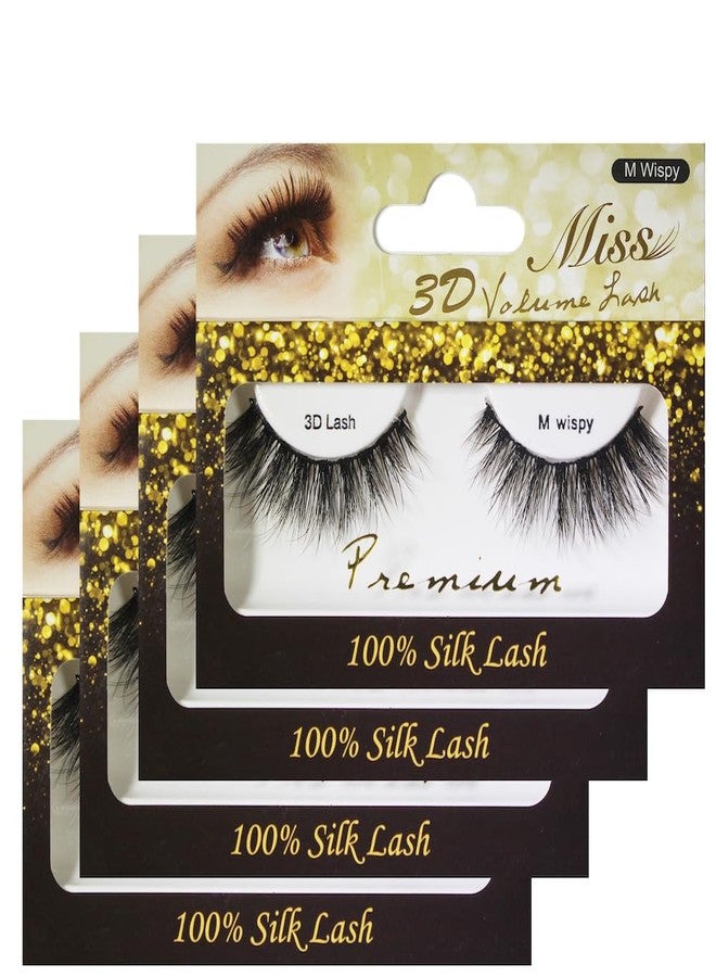 Miss Lashes [4 عبوات] رموش ميس لاش 3D فوليوم من الحرير (M ويسبي) - Image 1