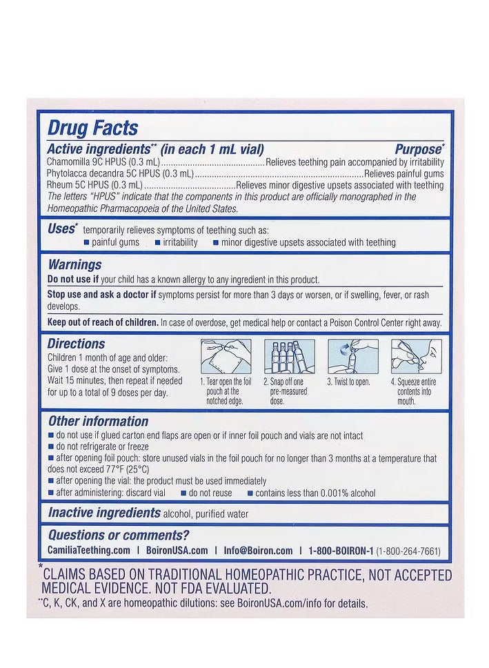 Boiron Camilia Baby Teething Relief 30 Doses Teething Drops For Painful Gums Irritability - Image 5