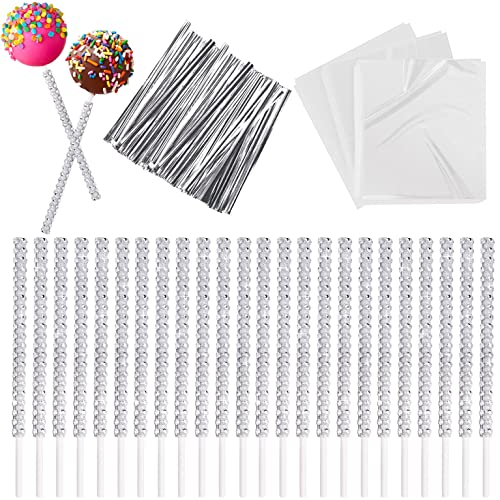 MGWOTH 24 Pack Bling Cake Pop Sticks and Wrapper Kit, Rhinestone Lollipop Making Decor Set with Twist Ties & Bags, Diamond Candy Holder for Chocolate Fruit Dessert Treat Buffet Decor Wedding Party Table - Image 1