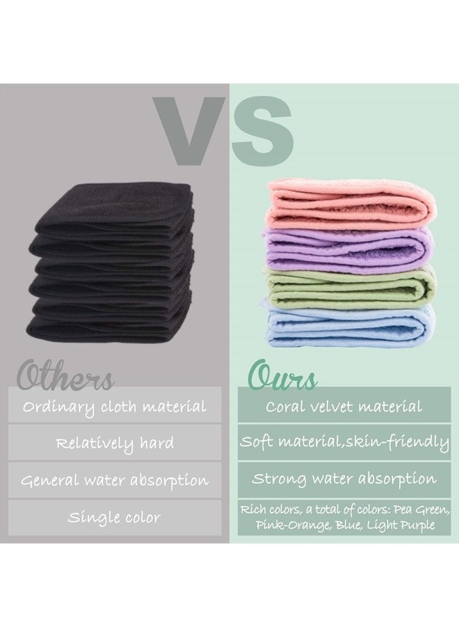 Whaline 4Pcs Spa Facial Headband Super Absorption Makeup Hair Wrap Adjustable Coral Fleece Hair Band Soft Towel Head Band for Face Washing Shower Sports (Pea Green, Pink-Orange, Blue, Light Purple) - Image 3