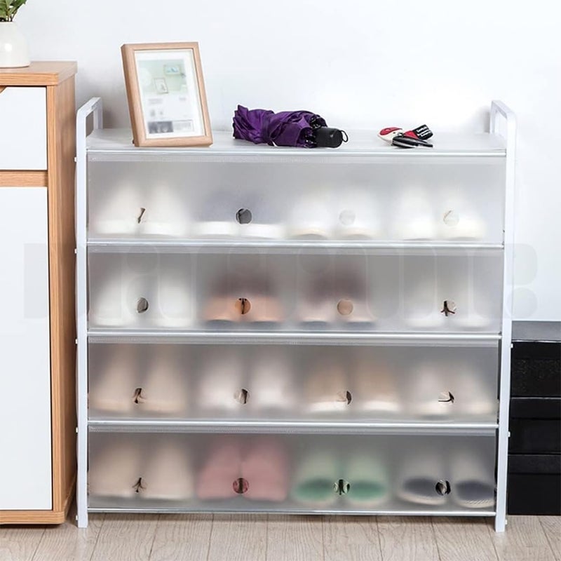 Marrone Shoe Rack 5 Layers of MultiLayer Storage Shoe Rack Simple Shoe Cabinet Dormitory Hallway Shoe Rack Lightweight with Stainless Steel Pipes White - Image 1