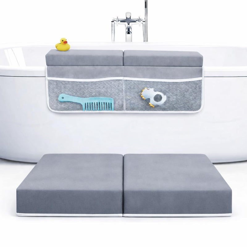 Rylor Premium Baby Bath Kneeler Mat & Elbow Rest Pad Set â€“ Comfortable Bath Kneeler and Elbow Kneeling Rest Pad for Parents, Extra Long 26'', 2.4'' Thick, Non-Slip Support for Easy Bath Time (Grey) - Image 1