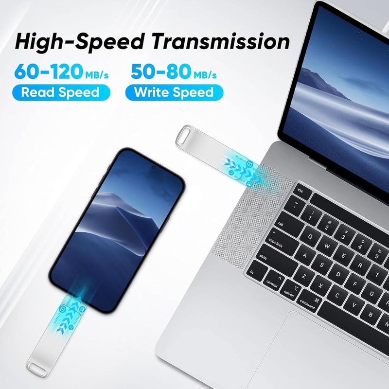 LINJIE 1Tb Usb 3.0 Flash Drive,1Tbs Usb 3.0 Memory Stick Thumb Drive Usb,Photo Storage Memory Stick External Storage Compatible,Compatible With Iphone, Android, Laptops & Tablets.(Silver) (1TB) - Image 2