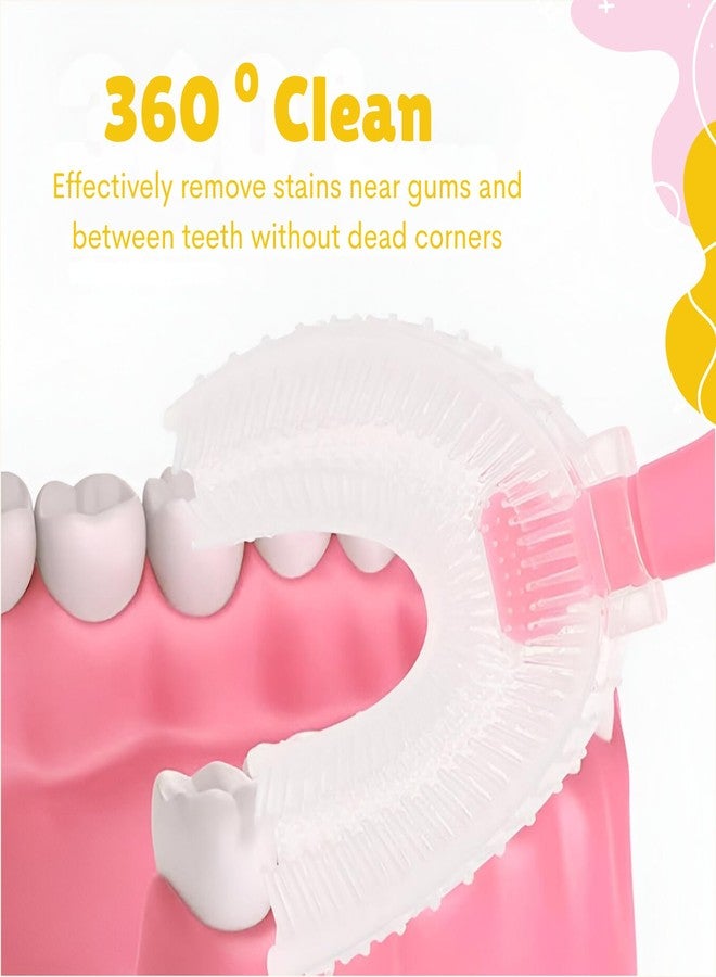 TOYPENTER U-Shaped Toothbrush for Baby | 360° Oral Teeth Cleaning Tools | Infants Toothbrush with Food Grade Silicone Head | Manual Toothbrush For new Born Baby (Pack of 2) (pink&yellow, cm) - Image 4