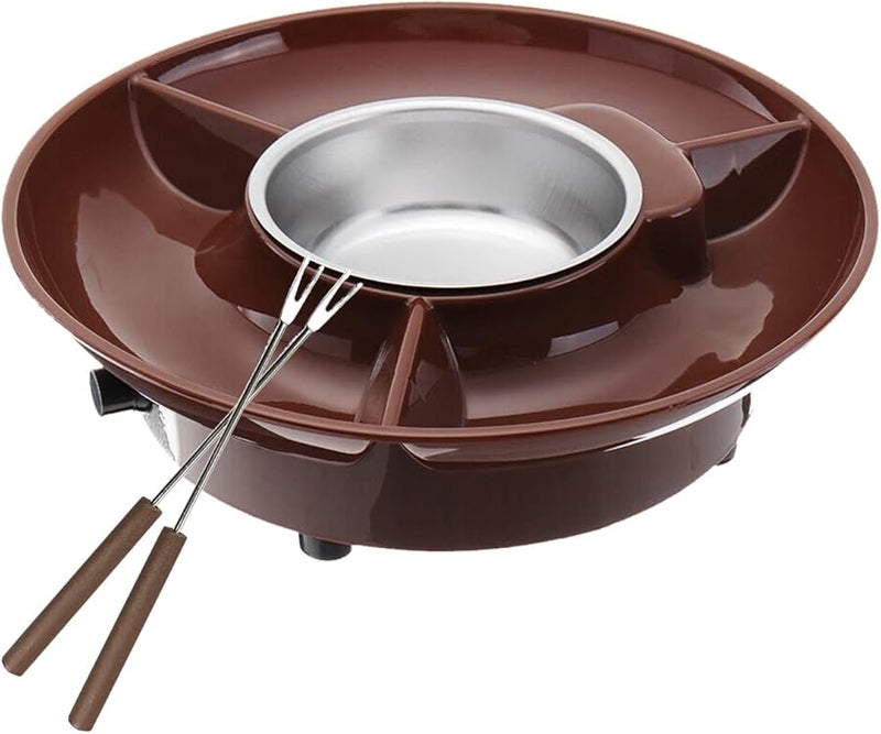 مجموعة قدر فوندو الشوكولاتة الكهربائي مع صينية تقديم وشوك للحفلات والأعراس - Image 2