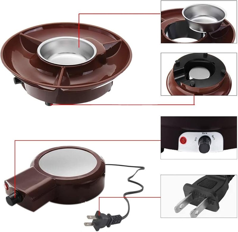 مجموعة قدر فوندو الشوكولاتة الكهربائي مع صينية تقديم وشوك للحفلات والأعراس - Image 5