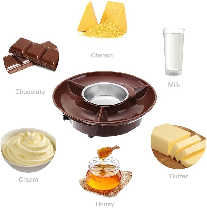 مجموعة قدر فوندو الشوكولاتة الكهربائي مع صينية تقديم وشوك للحفلات والأعراس - Image 3