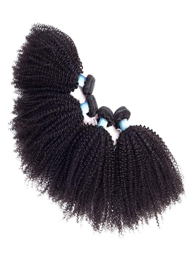 BLY Mongolian Afro Kinky Curly Boho Human Braiding Hair 3 Bundles (14 16 18inches) Unprocessed Hair Weave Weft Big Hair for Black Women Natural Color - Image 3
