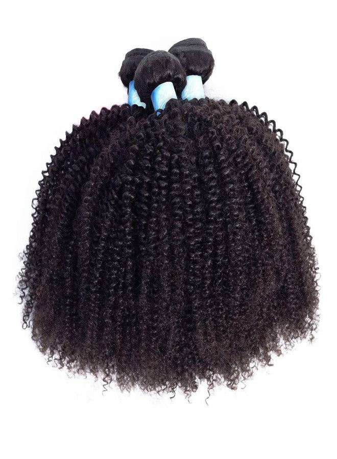 BLY Mongolian Afro Kinky Curly Boho Human Braiding Hair 3 Bundles (14 16 18inches) Unprocessed Hair Weave Weft Big Hair for Black Women Natural Color - Image 2