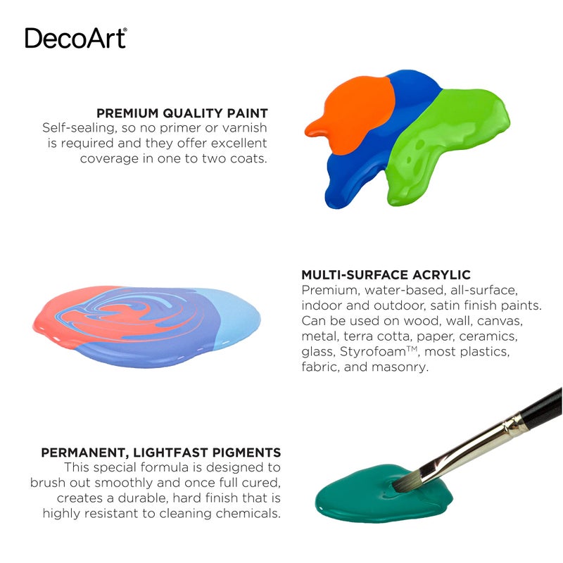 DecoArt Americana Multi-Surface Satin Favorites Sample Kit for Wood, Metal, Glass, Ceramics, Fabric, Paper, Terra Cotta, Most Plastics and More - Image 3
