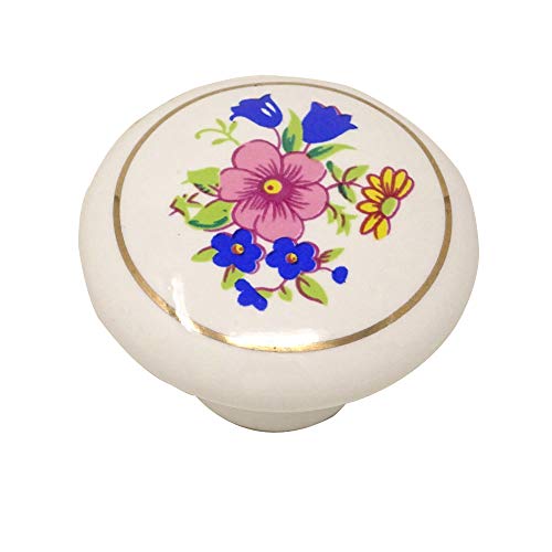 yueton 6Pcs 1-1/2 inch Hand Painted Ceramic Knobs Kitchen Cabinet Retro Vintage Door Drawer Handles Pulls for Dresser Cupboard Wardrobe (Orchid) - Image 2