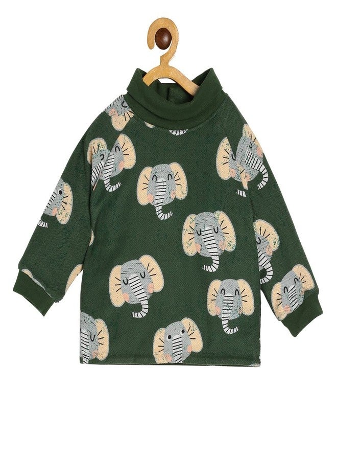 miniklub Baby High Neck Full Sleeve Knitted Cotton Green Color Sweat Shirt (9-12M) - Image 2