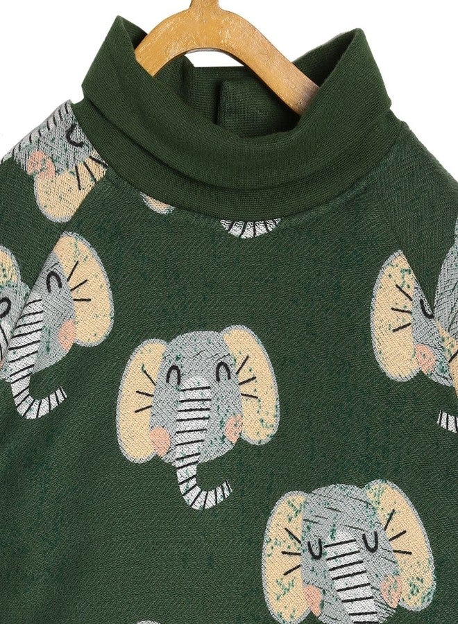 miniklub Baby High Neck Full Sleeve Knitted Cotton Green Color Sweat Shirt (9-12M) - Image 3