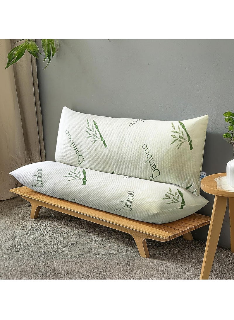 OMEO Full Rayon Bamboo Fiber Pillow Memory Foam Body Pillow for Side Sleeper, Huggable Long Body Pillow for Adults with Washable Body Pillow Pillowcase with Zipper, 20x54 Inch - Image 2