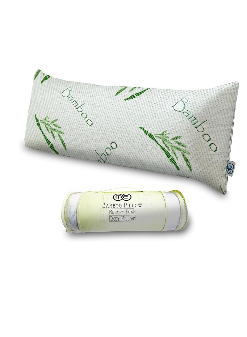 OMEO Full Rayon Bamboo Fiber Pillow Memory Foam Body Pillow for Side Sleeper, Huggable Long Body Pillow for Adults with Washable Body Pillow Pillowcase with Zipper, 20x54 Inch - Image 1