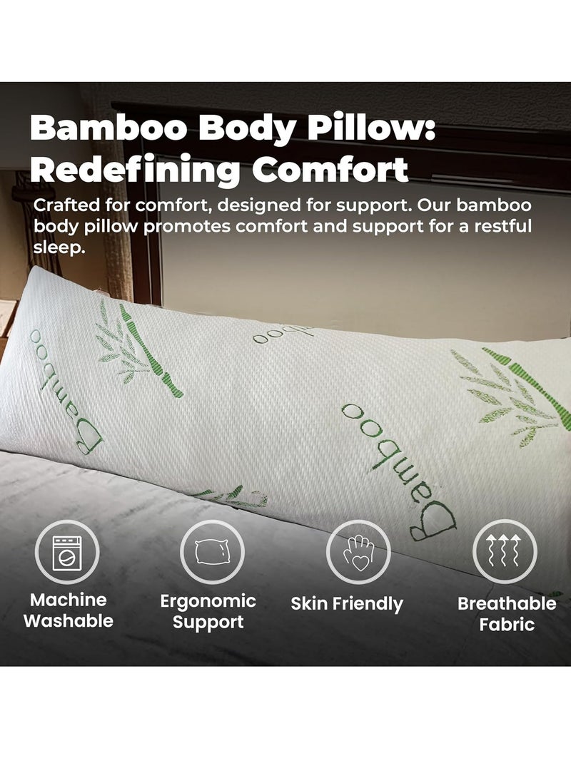OMEO Full Rayon Bamboo Fiber Pillow Memory Foam Body Pillow for Side Sleeper, Huggable Long Body Pillow for Adults with Washable Body Pillow Pillowcase with Zipper, 20x54 Inch - Image 4
