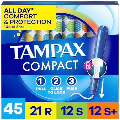 Tampax Compact Pearl Tampons for Women Multipack, with LeakGuard Braid & Extendable Applicator, Regular/Super/Super Plus Absorbency, Compact Extendable Applicator, Unscented, 45 Count - Image 1