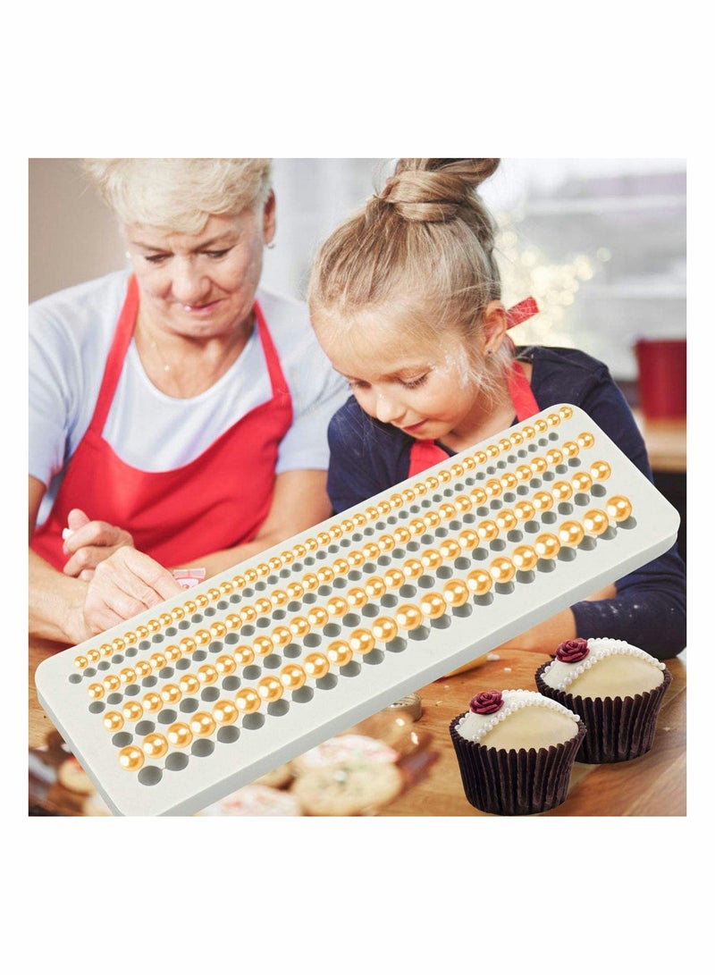 Zikra Pearl Borders Silicone Fondant Moulds Polymer Clay Moulds 4 Sizes Round Pearl Chain Mould for Sugar Craft Cupcake Toppers Baby Shower Wedding Party Cake Decorating - Image 1