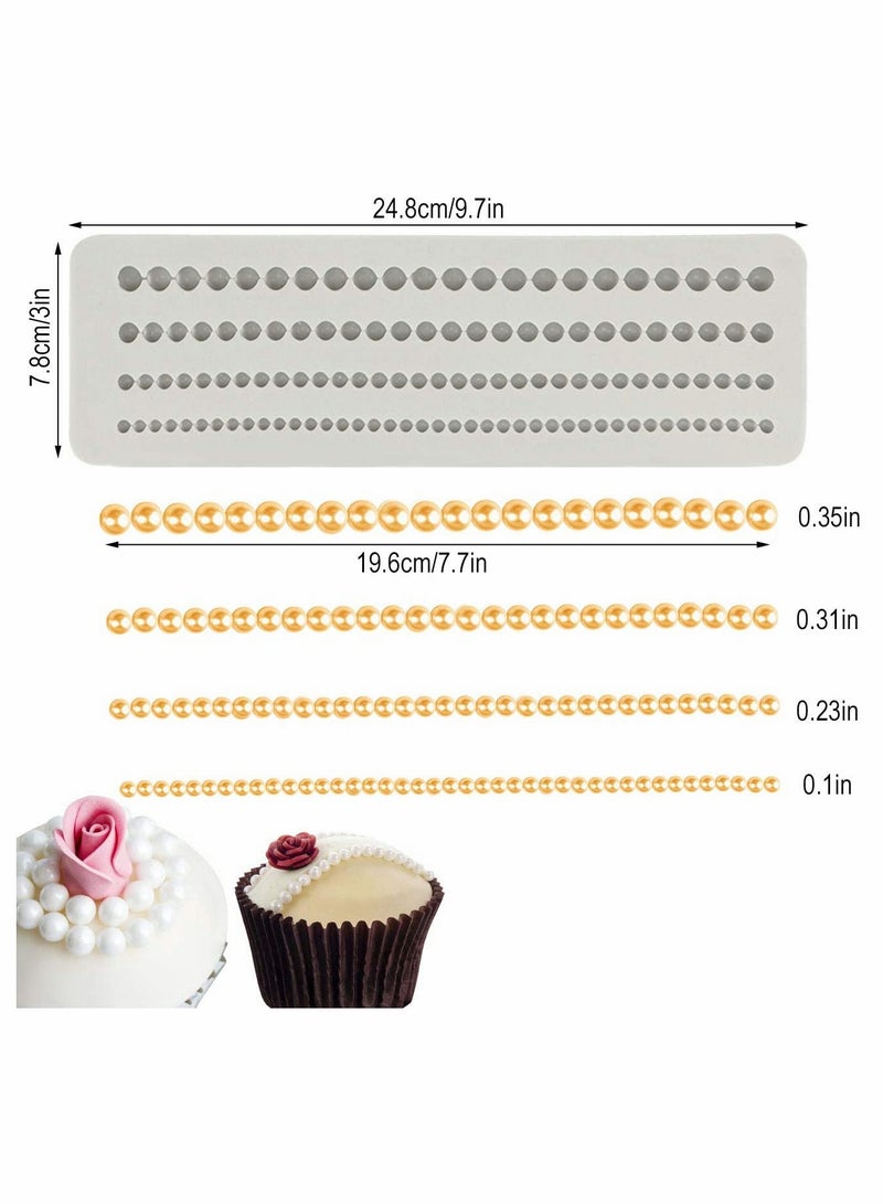 Zikra Pearl Borders Silicone Fondant Moulds Polymer Clay Moulds 4 Sizes Round Pearl Chain Mould for Sugar Craft Cupcake Toppers Baby Shower Wedding Party Cake Decorating - Image 5