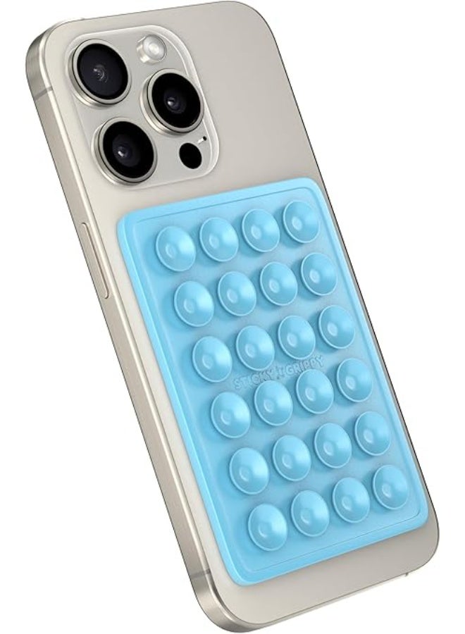 StickyGrippy Suction Phone Case Mount, Sillicon Adhesive Phone Accessory for iPhone and Android, Hands-Free Fidget Toy Mirror Shower Phone Holder, Tiktok Videos and Selfies (Pearl Blue) - Image 1