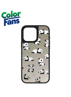iPhone 12 Pro Max Playful Panda Mirror Case  - Monochrome Pandas on Reflective Silver