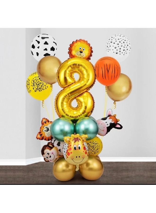 NIBEMINENT 18-Piece Number Eight Jungle Animal Theme Balloon Set - Image 1