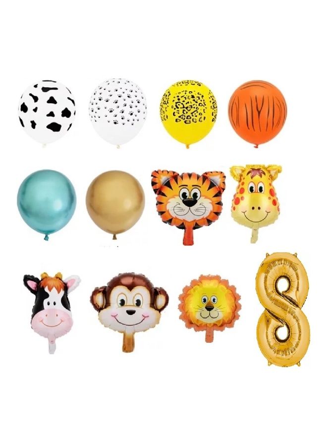 NIBEMINENT 18-Piece Number Eight Jungle Animal Theme Balloon Set - Image 2