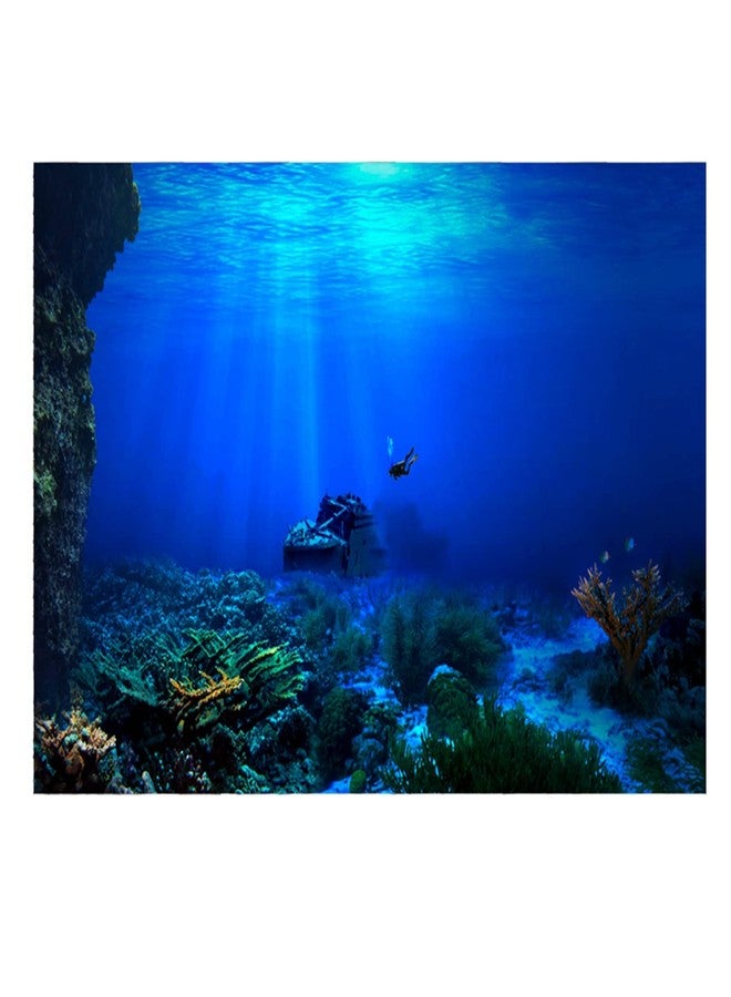 FILFEEL Aquarium Background Fish Decorations Pictures, PVC Adhesive Undersea Backdrop, Adhesive Seaworld Background Poster for Aquarium Fish Decoration 61 * 41cm - Image 1