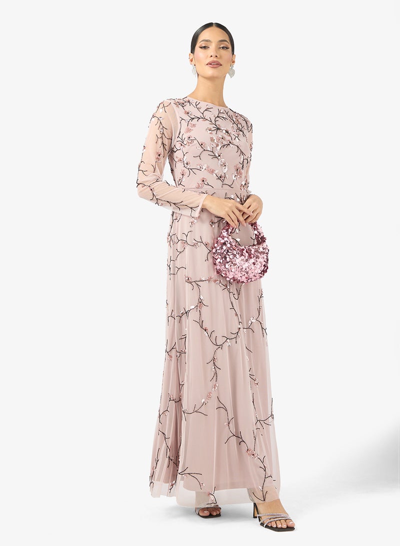 فروك اند فرل فستان ماكسي بياقة مستديرة وترتر - Image 4