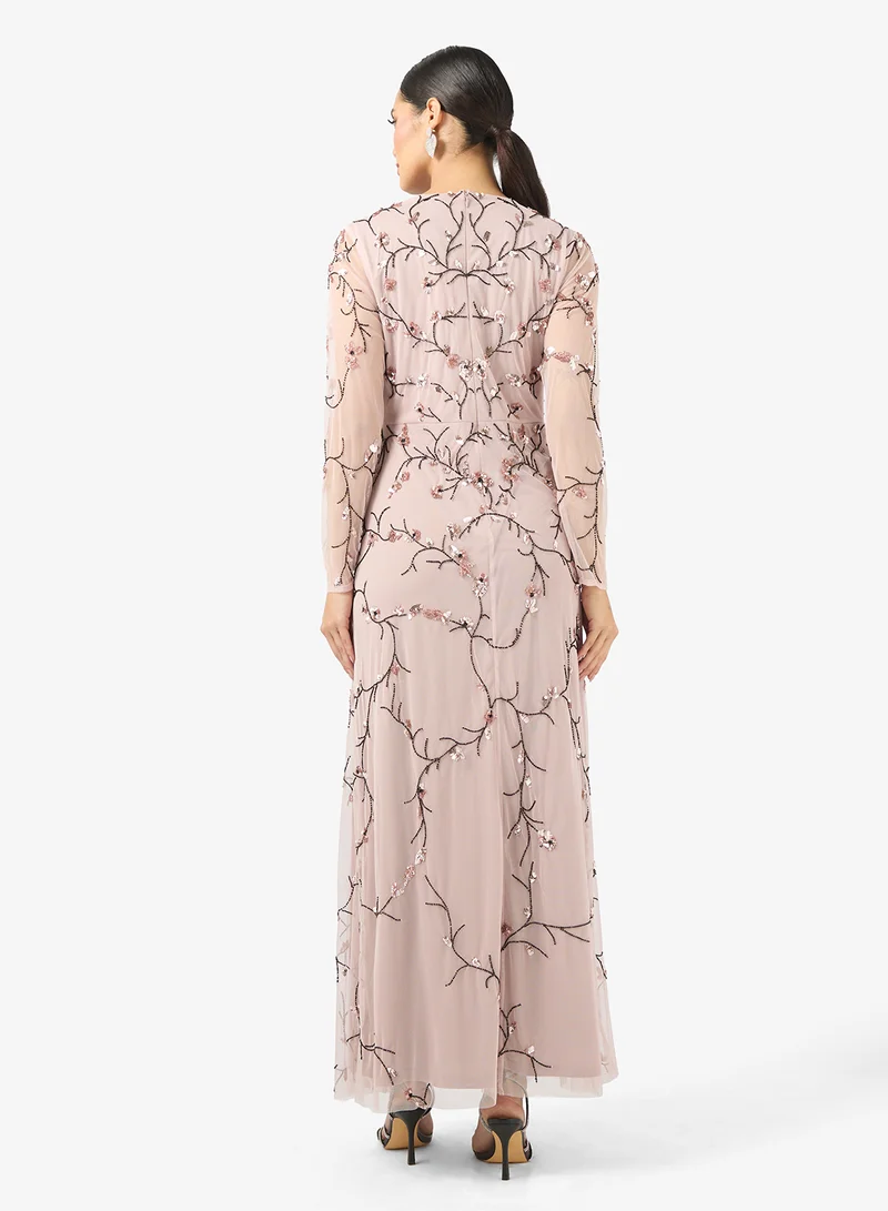 Frock and Frill Crew Neck Sequin Maxi Dress