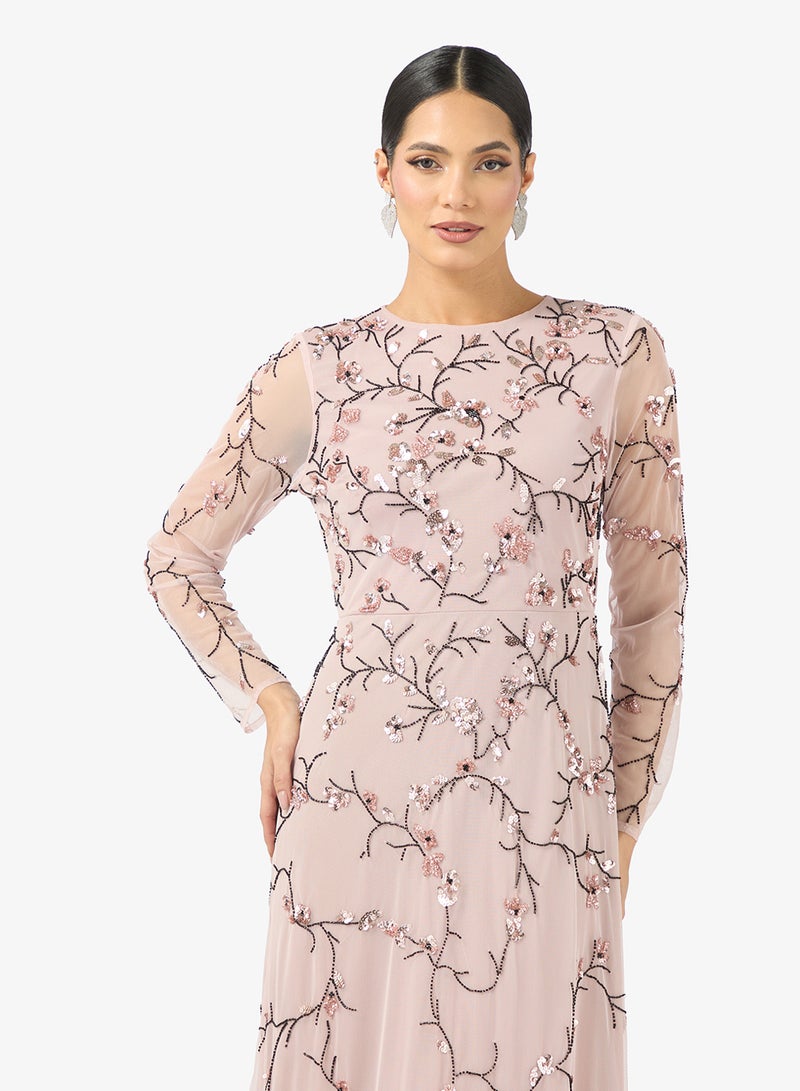 فروك اند فرل فستان ماكسي بياقة مستديرة وترتر - Image 3