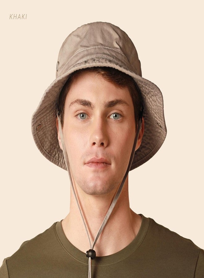 CHOK.LIDS Classic Cotton Wide Brim Bucket Hat with Adjustable String Trendy Unisex Sun Hat Lightweight Outdoor Travel Boonie (White) - Image 3