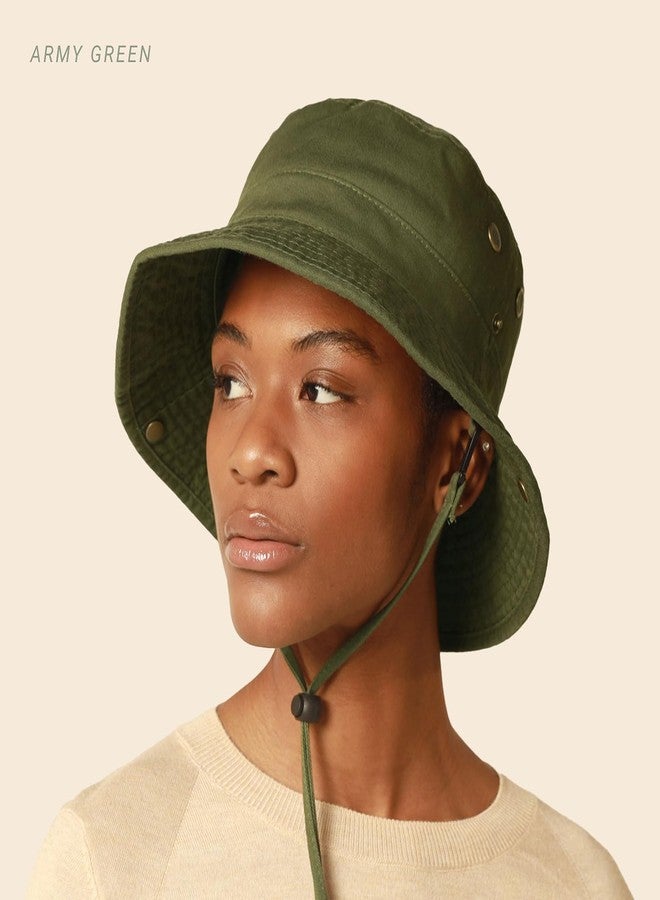 CHOK.LIDS Classic Cotton Wide Brim Bucket Hat with Adjustable String Trendy Unisex Sun Hat Lightweight Outdoor Travel Boonie (White) - Image 4