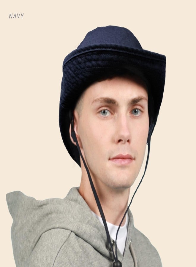 CHOK.LIDS Classic Cotton Wide Brim Bucket Hat with Adjustable String Trendy Unisex Sun Hat Lightweight Outdoor Travel Boonie (White) - Image 5