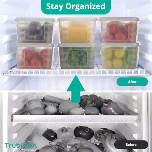 TRUBILLION PureChill Set of 6 Fridge Storage Containers 1800ml BPA Free Food Grade Plastic Stackable Transparent Boxes Freezer Safe for Vegetables Fruits Snacks Kitchen Made in India - Image 4