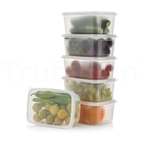 TRUBILLION PureChill Set of 6 Fridge Storage Containers 1800ml BPA Free Food Grade Plastic Stackable Transparent Boxes Freezer Safe for Vegetables Fruits Snacks Kitchen Made in India - Image 1