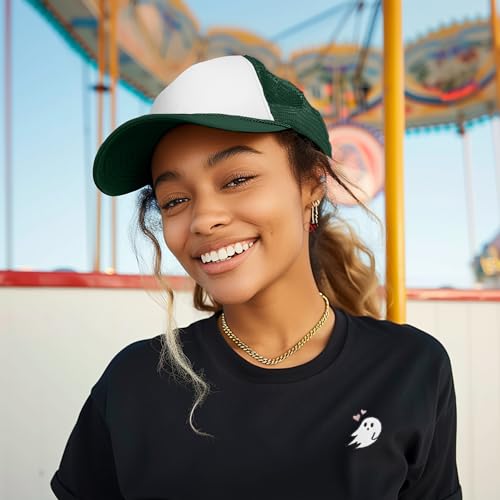 DALIX Blank Hat Two Tone Summer Mesh Cap in Green and White Trucker Hat - Image 4