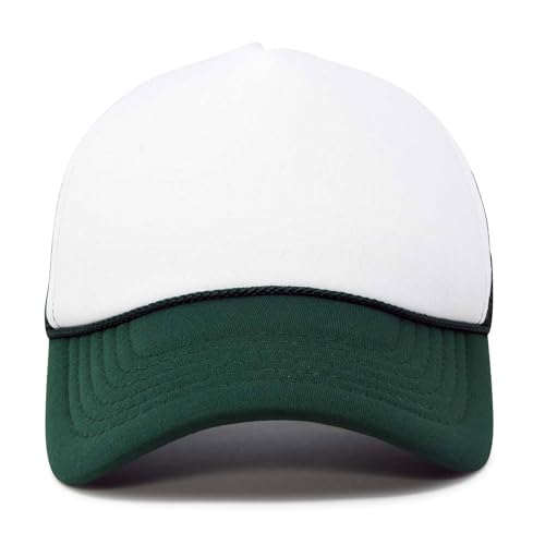 DALIX Blank Hat Two Tone Summer Mesh Cap in Green and White Trucker Hat - Image 2