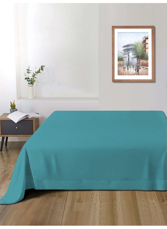 Rest Flat Bedsheet 240X260Cm Plush Teal Breathable Machine Washbale Bedsheet Extra Soft Easy Fit Highly Breathable Bedding & Linen Cover  - Image 1