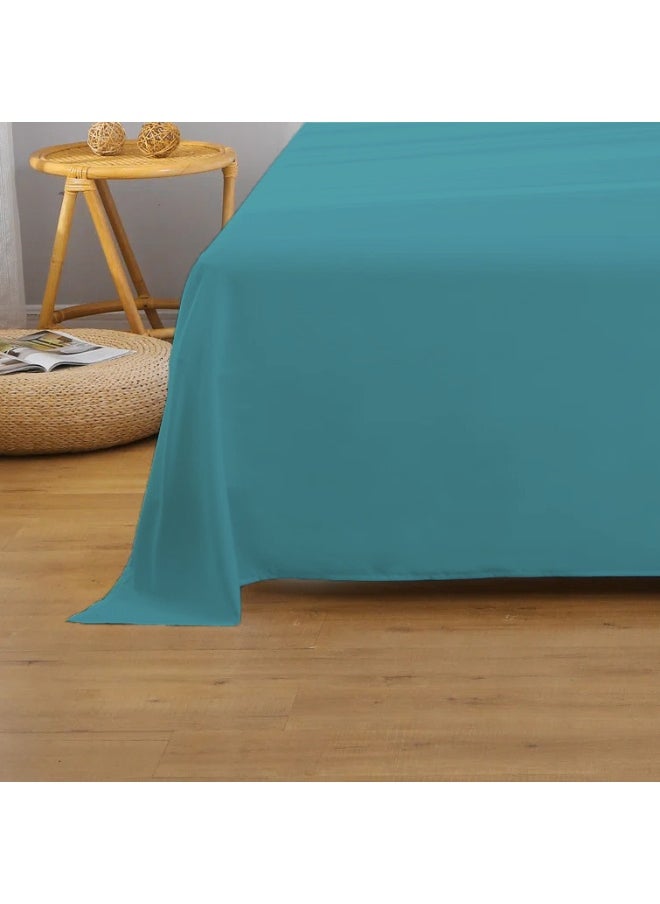 Rest Flat Bedsheet 240X260Cm Plush Teal Breathable Machine Washbale Bedsheet Extra Soft Easy Fit Highly Breathable Bedding & Linen Cover  - Image 3