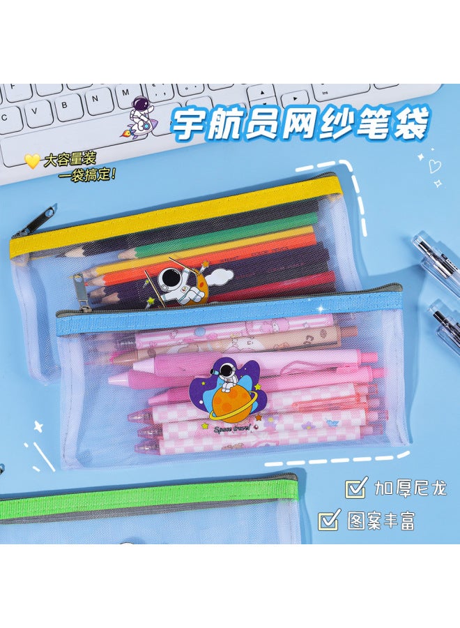 HELPS New Mesh Pencil Bag Astronaut Simple Zipper File Bag Student Examination Large Capacity Pencil Bag Stationery - Image 3