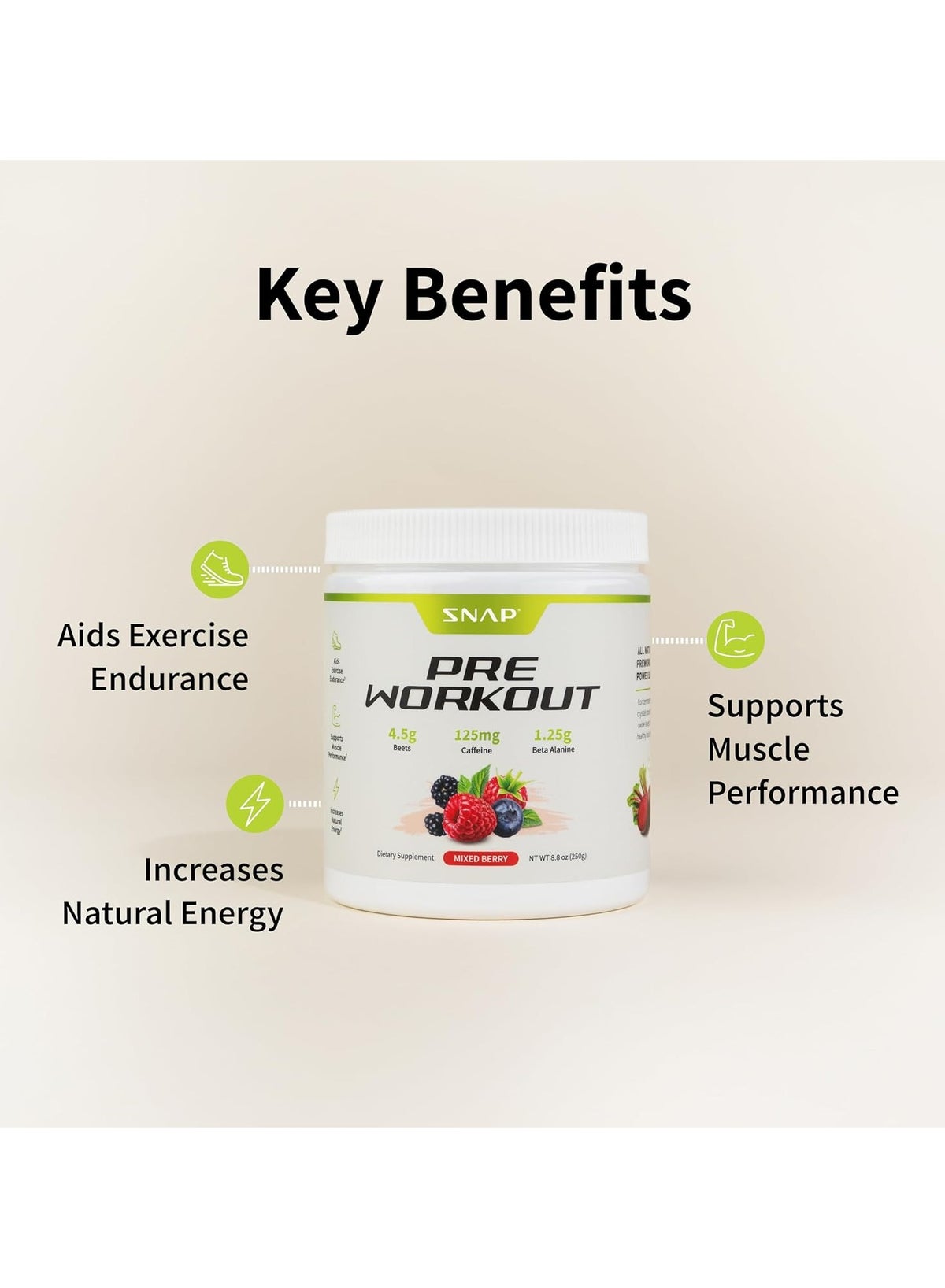 Organic Nitric Oxide Preworkout Booster, Natural Energy & Blood Flow - Beets Superfood Support Muscle Performance, Heart Health & Endurance, 250G (30 Servings)
