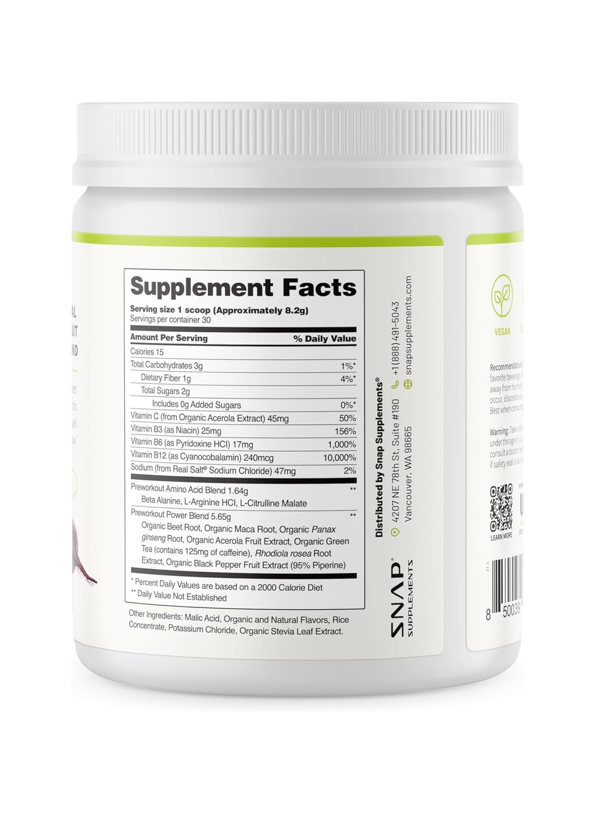Organic Nitric Oxide Preworkout Booster, Natural Energy & Blood Flow - Beets Superfood Support Muscle Performance, Heart Health & Endurance, 250G (30 Servings)
