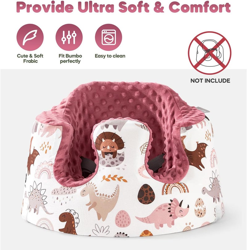 mamatepe Seat Cover Compatible with Bumbo Seat and Nuby Seat, Breathable Baby Seat Cover, Soft Floor Seat Cover for Baby Girl Boy, Anti-Slip, Cover Only, Dinosaur - Image 2