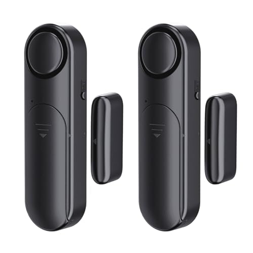 METAK Window and Door Alarm When Opened (2 Pack) for Kids Safety/Home Security, Sliding Front Door Opening Sensor Alarms for Dementia, 120dB Burglar Alert, Ideal for Business, Garage, Apartment,House, Black - Image 1