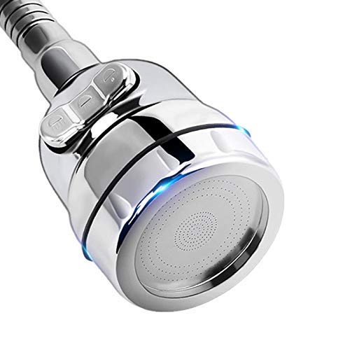 Primetan 1 Pcs Stainless Steel Fully Rotatable Water Saving Faucet 3 Modes Adjustable Faucet Sprayer Head Silver Chrome Finish Anti Splash Power Spray Tap and Bubbler Connector for Kitchen - Image 4